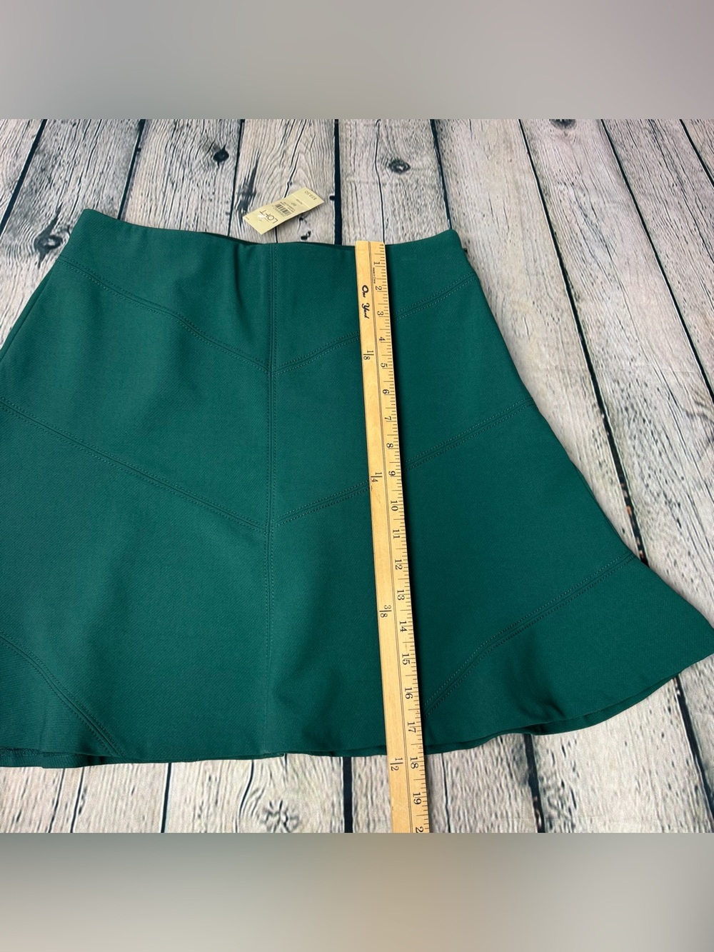 LOFT Ann Taylor Petite NWT Emerald Green Fit & Flare A-Line Mini Skirt Size 6P - Picture 4 of 8